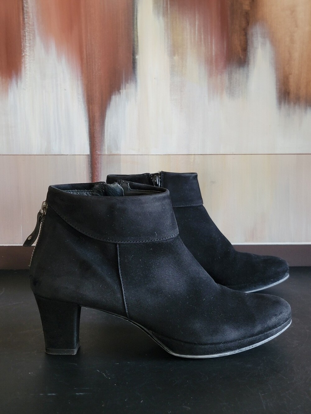 Paul Green Womens Leather Heel Booties Size 8.5 US 6 UK Black